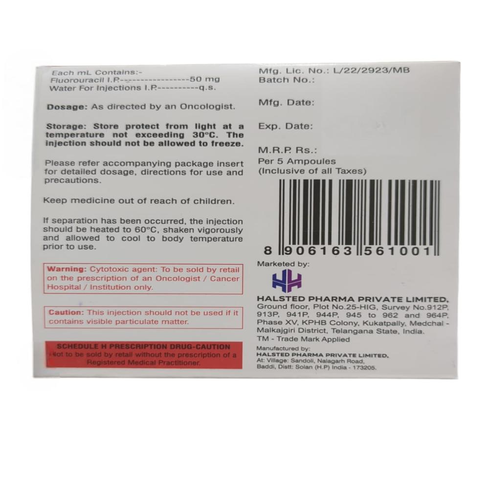 Flurasted 500 Injection, Fluorouracil Anti-Cancer Oncology Injection