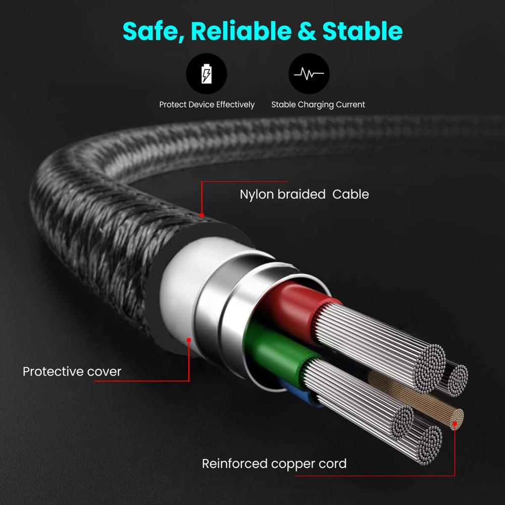 Portronics Konnect L1 20W Type C to 8 Pin Quick Charging Cable with Nylon Braided, Metal Heads, 1 M Length