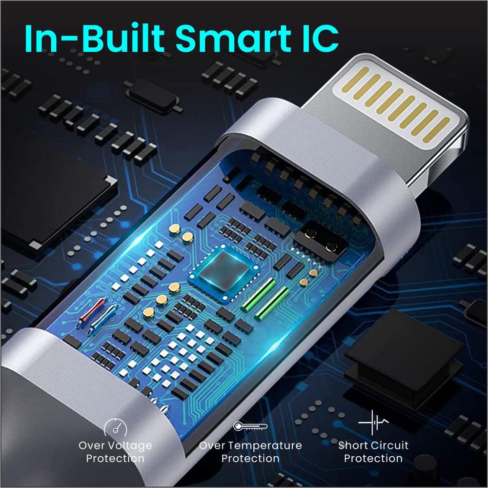 Portronics Konnect L1 20W Type C to 8 Pin Quick Charging Cable with Nylon Braided, Metal Heads, 1 M Length