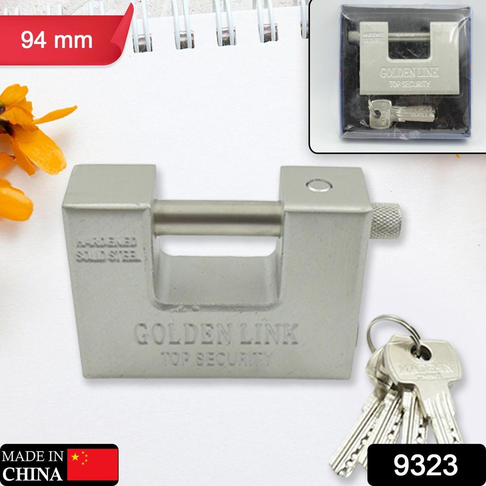 94mm Stainless Steel Padlock Rectangular, Hardened Steel, 5 Keys