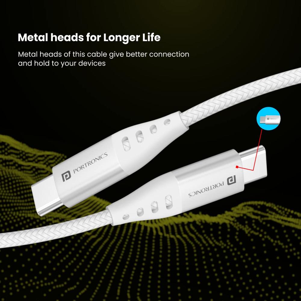 Portronics Konnect C1 20W PD Type C to Type C Unbreakable Data & Charging Cable, Nylon