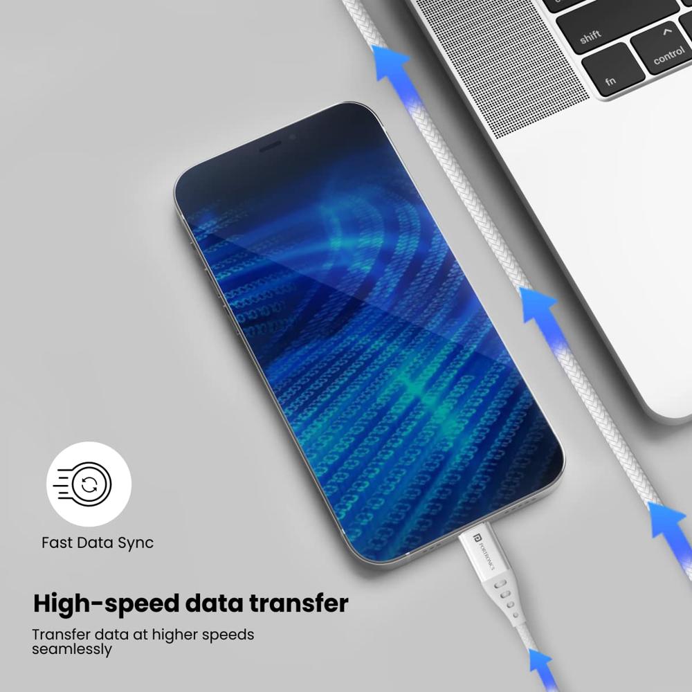 Portronics Konnect C1 20W PD Type C to Type C Unbreakable Data & Charging Cable, Nylon