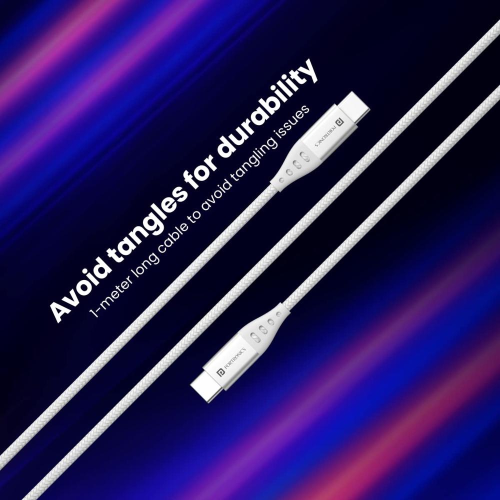 Portronics Konnect C1 20W PD Type C to Type C Unbreakable Data & Charging Cable, Nylon