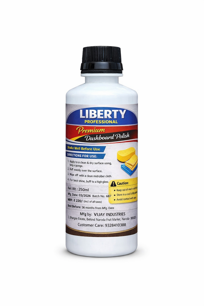 Liberty Professional Dashbaord Polish| silicone liquid polish| Car Interior Cleaner, Leather, Vinyl & Rubber, Spray Bottle 1 Ltr