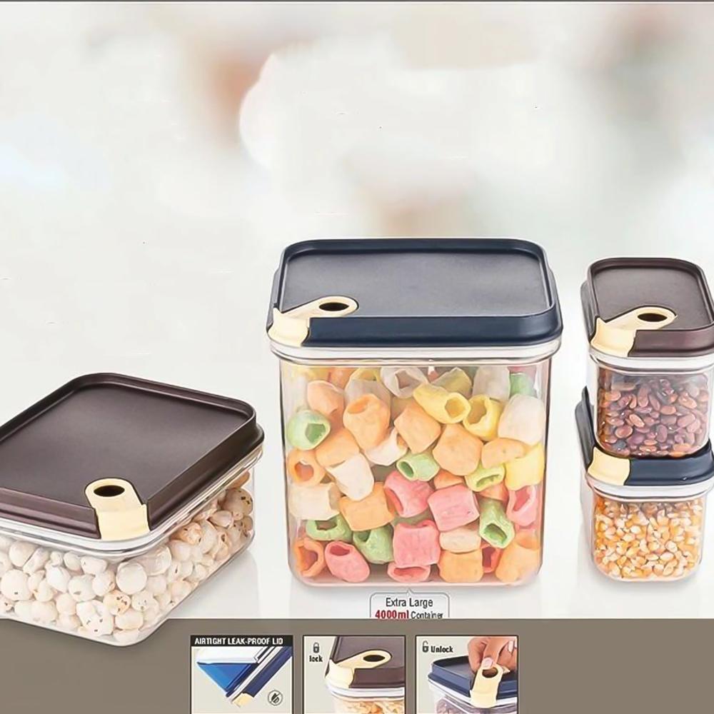 Ritu Push N Lock Airtight Food Storage Container Set (4 Pc) - Color: Mix