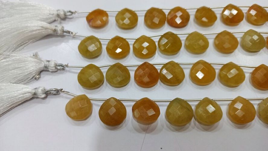 Natural Yellow Aquamarine Heart Shape 14-15mm Briolette Beads Sold per Strand 8 Inches long