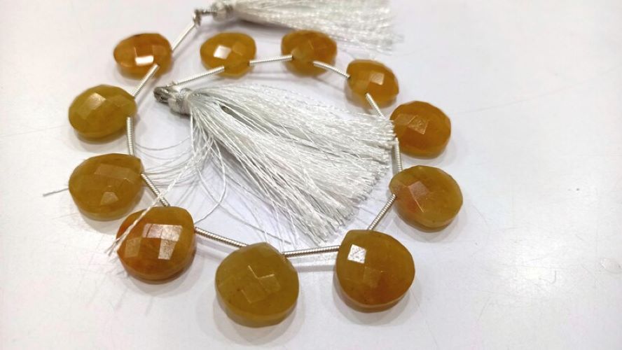 Natural Yellow Aquamarine Heart Shape 14-15mm Briolette Beads Sold per Strand 8 Inches long