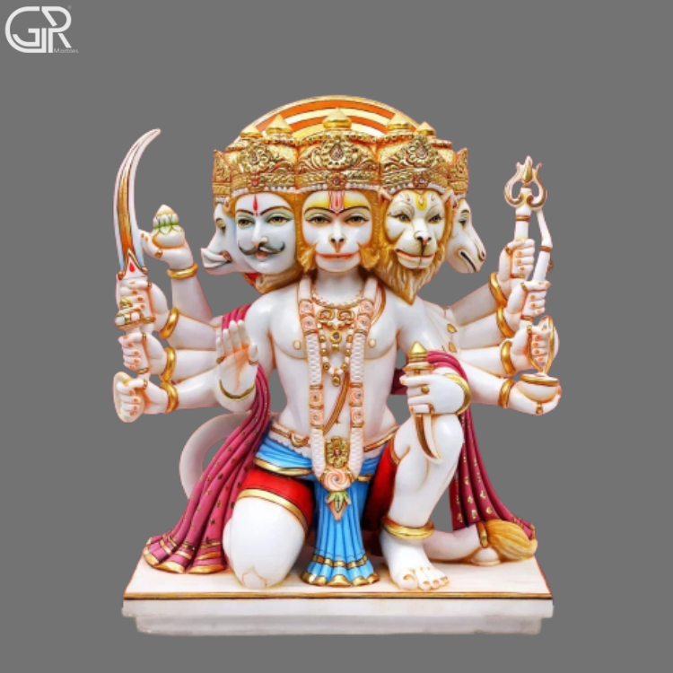 Marble Panchmukhi Hanuman Statue