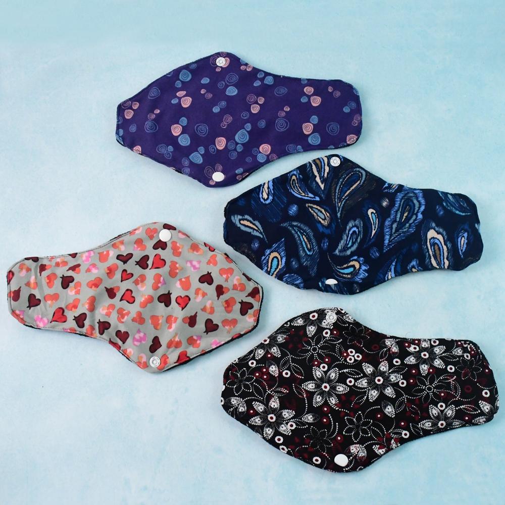 Reusable Cloth Sanitary Pads For Women (4 Pc) - Color: Mix