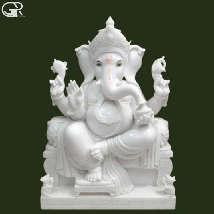 White Makrana White Marble Ganesh Murti