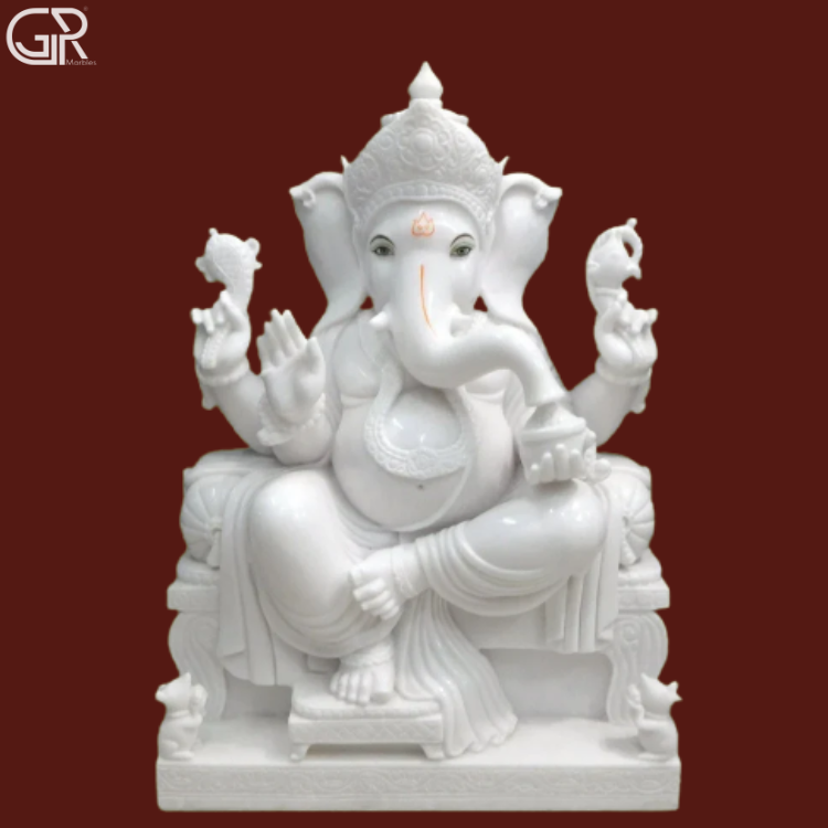 White Makrana White Marble Ganesh Murti