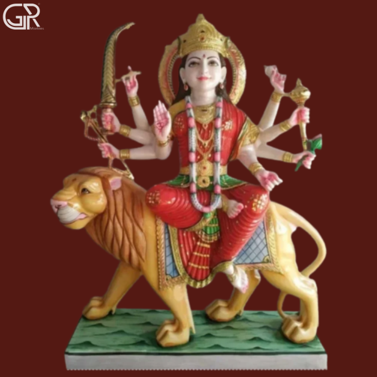White Marble Durga Mata Moorti