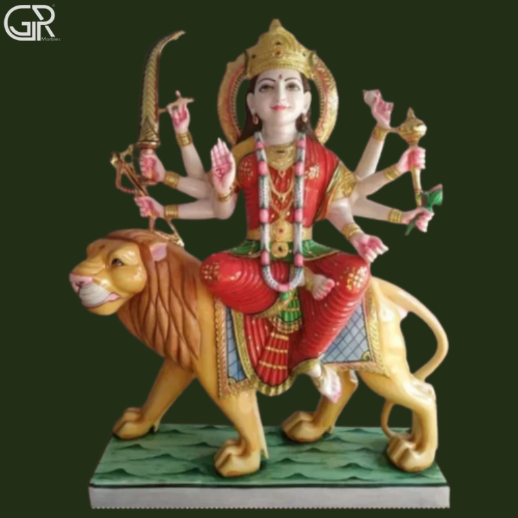 White Marble Durga Mata Moorti
