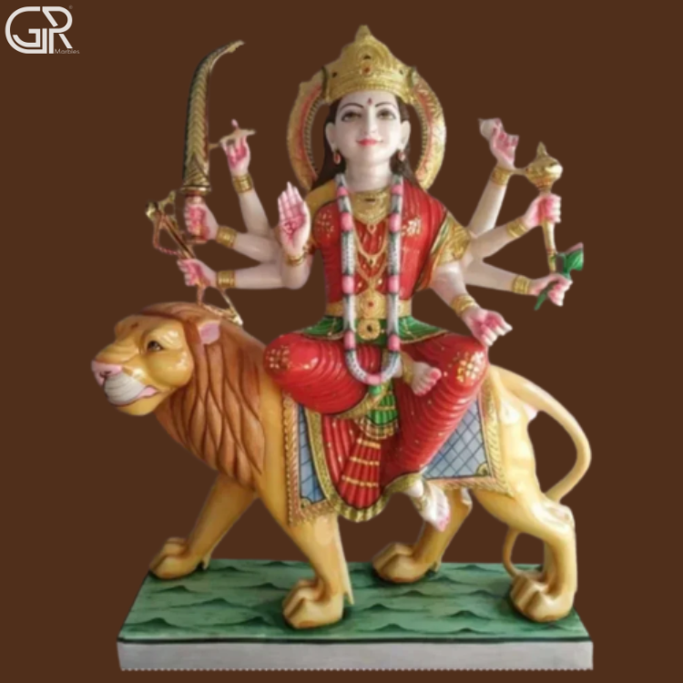 White Marble Durga Mata Moorti