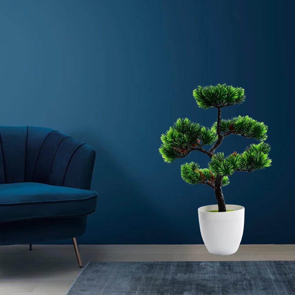 Artificial Potted Plant With Round Pot - Color: Mix