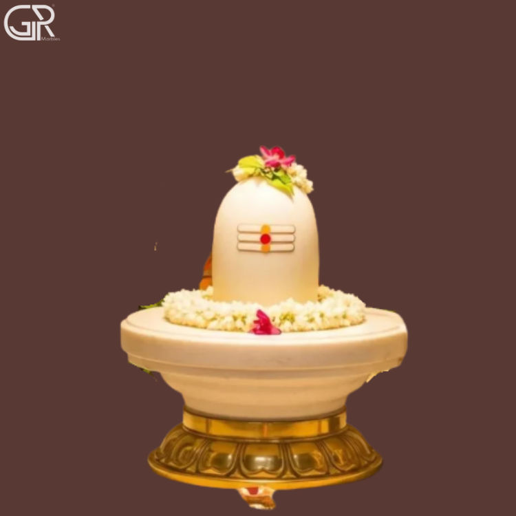 Pure White Marble Shivalinga Statue, (Ht-3ft)