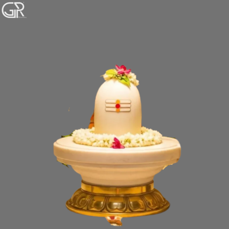 Pure White Marble Shivalinga Statue, (Ht-3ft)