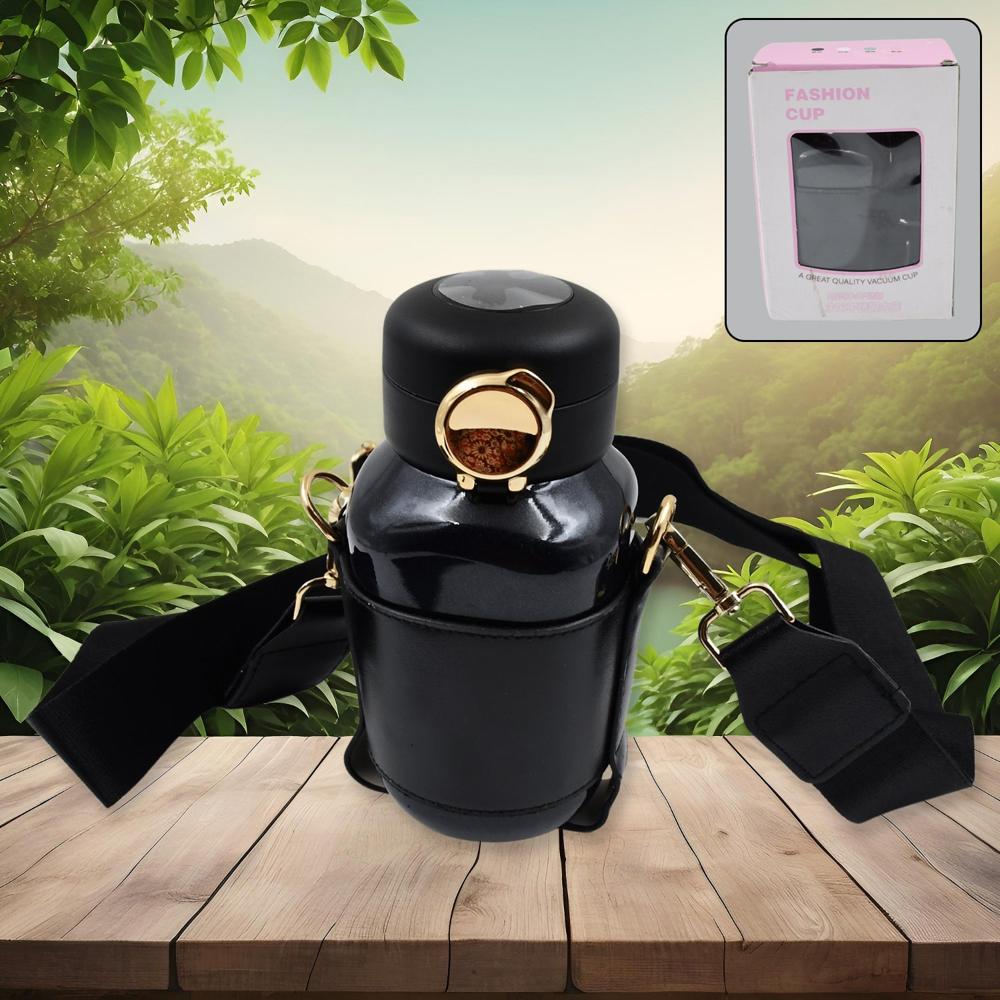 Thermos Steel Bottle, Push Button | Fashion Cup Temperature Display Bottle (420 Ml) - Color: Mix