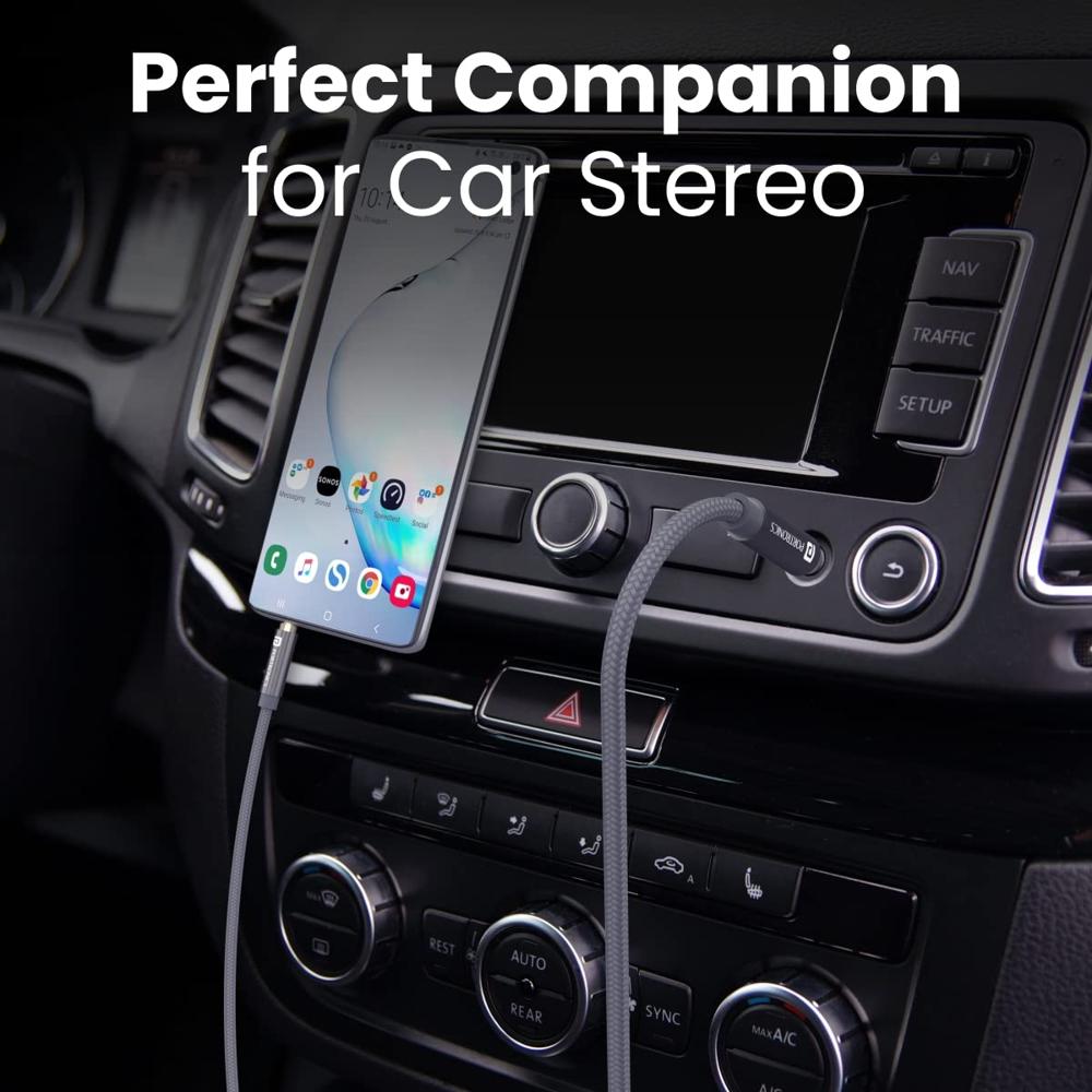 Portronics Konnect Aux 7 3.5mm Male to Male Aux Cable with 2 Meter Cable Length, 24K Gold-Plated Connectors with Strong Nylon Braided Cable