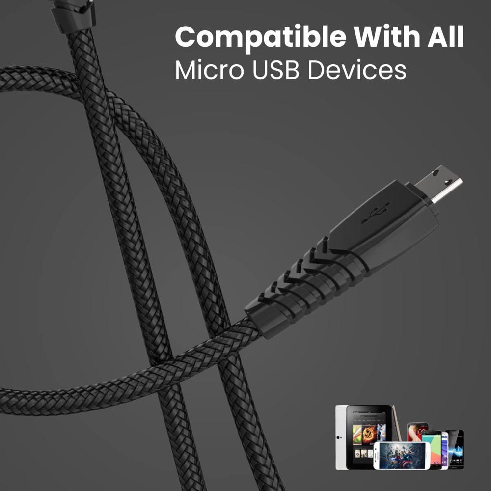 Portronics Konnect B Micro USB Cables For Fast Charging & Data Sync 3.0 Amp with PVC Heads I Nylon Braided