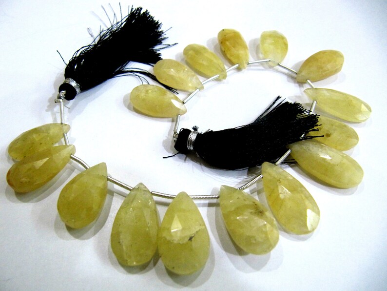 Natural Yellow Aquamarine Pear Shape Faceted Briolette beads size 1-1.5 inch long