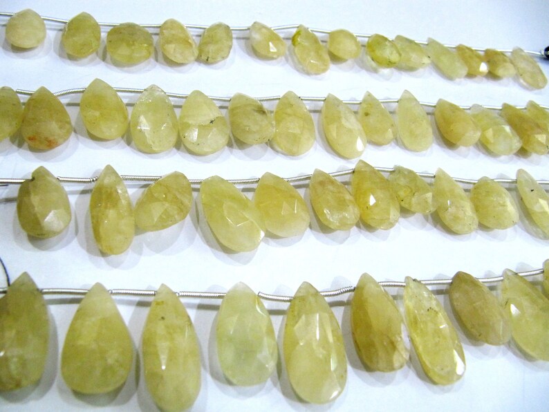 Natural Yellow Aquamarine Pear Shape Faceted Briolette beads size 1-1.5 inch long