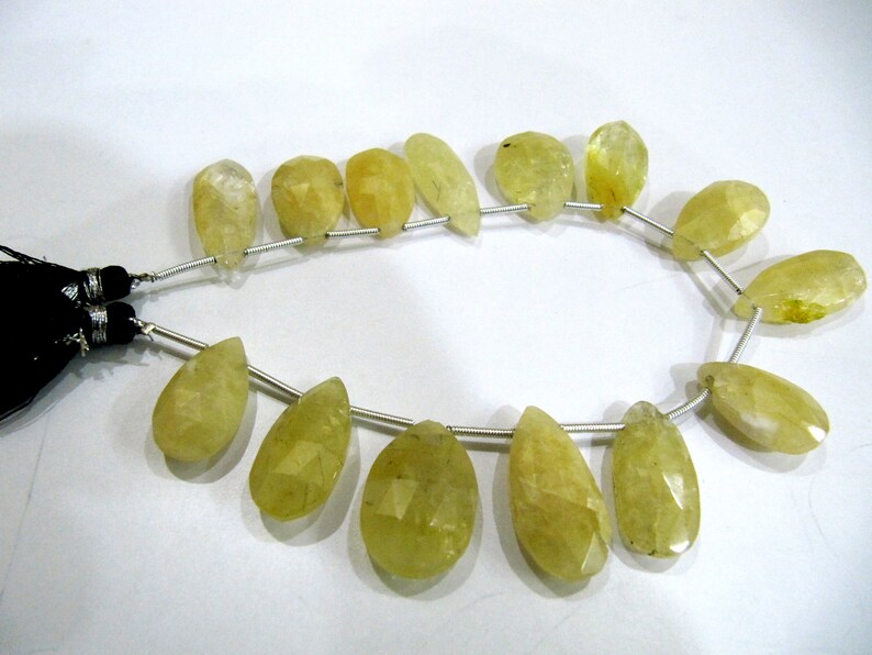 Natural Yellow Aquamarine Pear Shape Faceted Briolette beads size 1-1.5 inch long