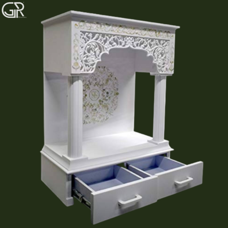 Beautiful carved Makrana marble mandir, (Ht-7ft)