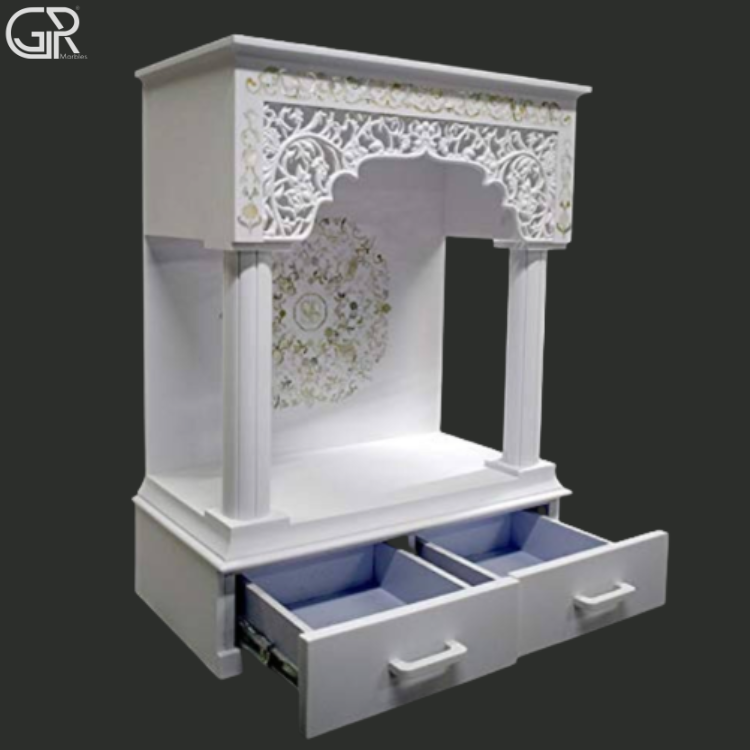 Beautiful carved Makrana marble mandir, (Ht-7ft)
