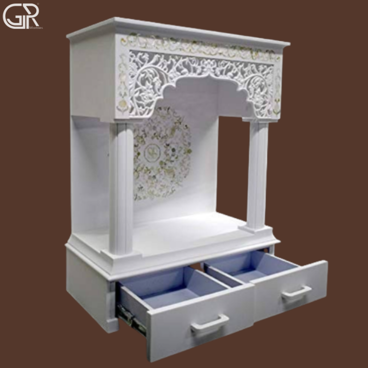 Beautiful carved Makrana marble mandir, (Ht-7ft)