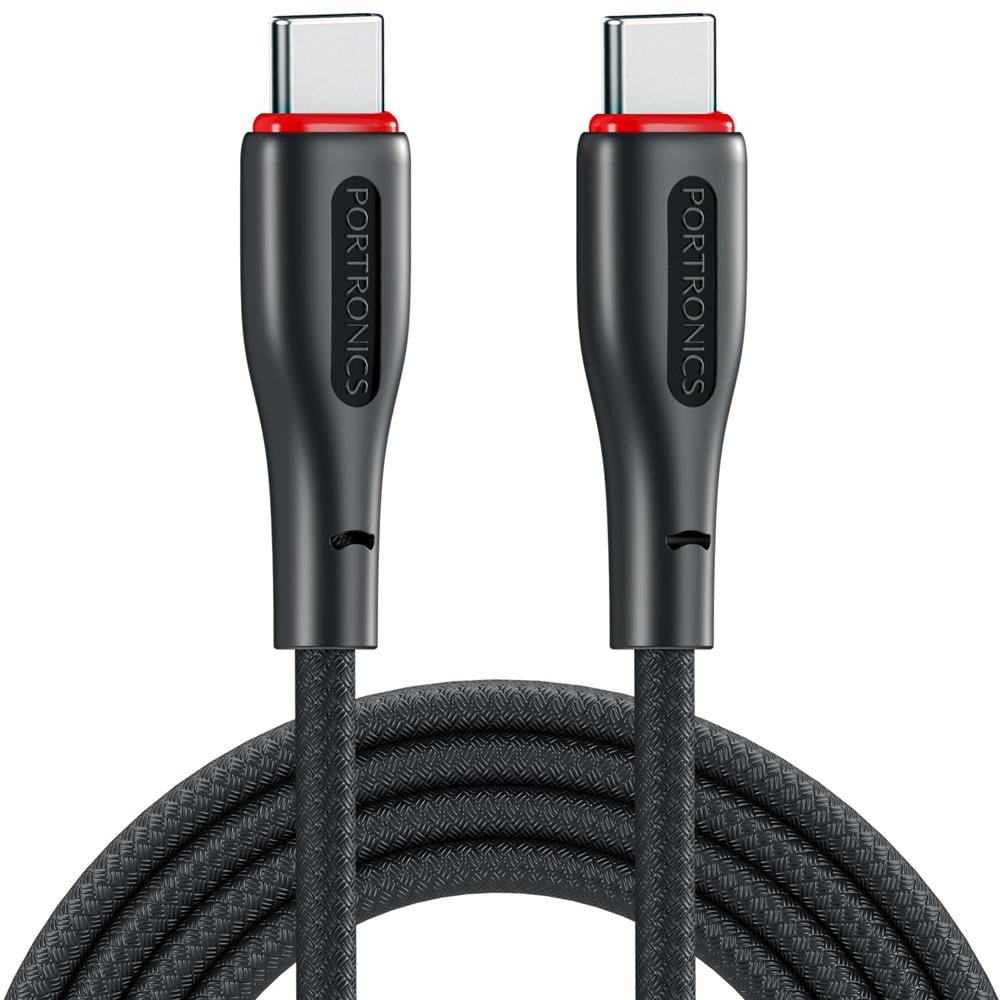 Portronics 100W Konnect B 1.5M Type C to Type C 5A Fast Charging Cable With E-Marker Chipset, Strong Braided Cable, Compatible