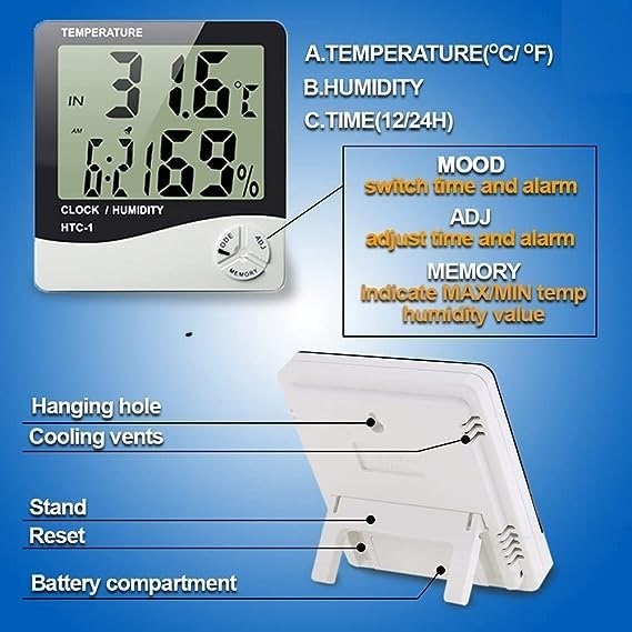 True Sense Digital Temperature And Humidity Meter Thermo Hygrometer, HTC-1