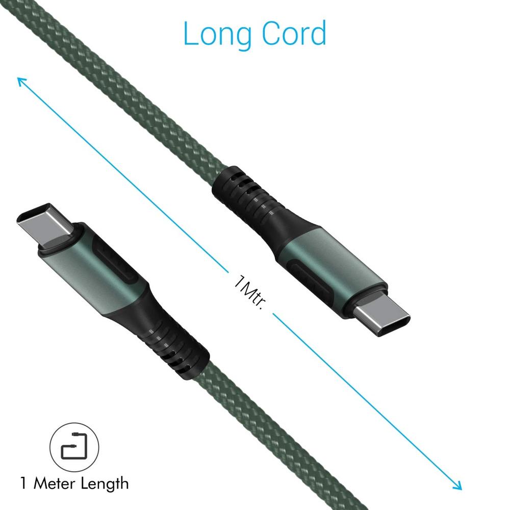 Portronics Konnect C Square 18W POR-1065 Type-C to Type-C 1.2M Type C Devices USB Cable with Power Delivery & 3A Quick Charge