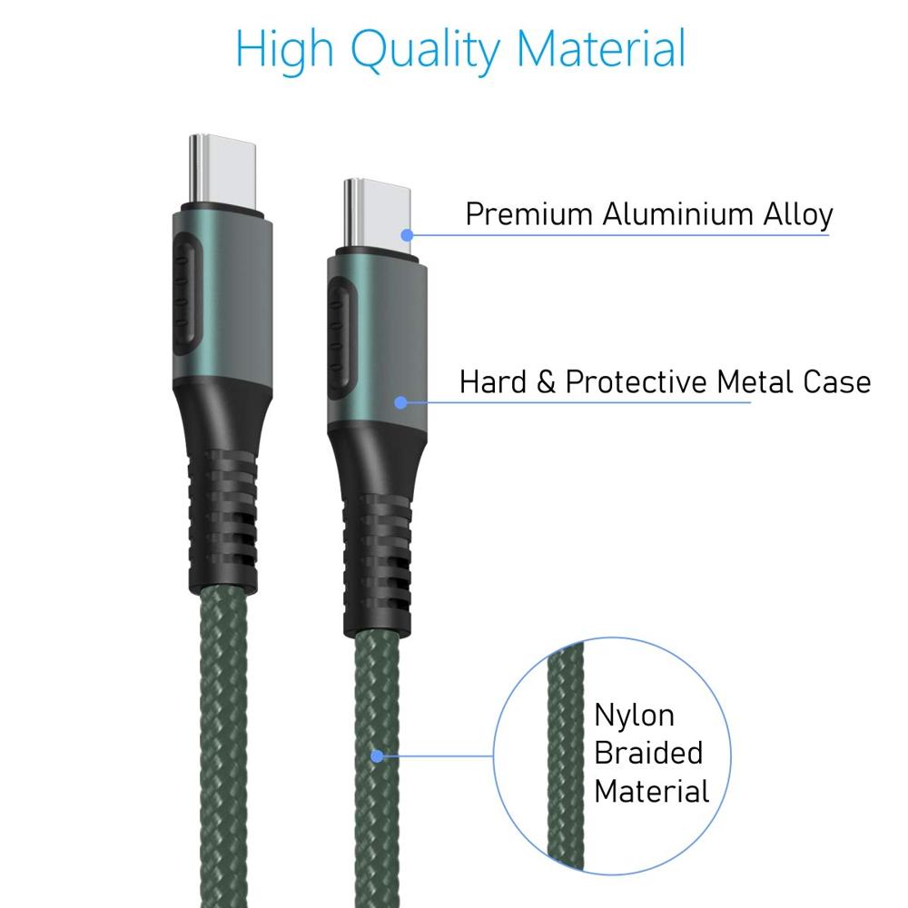Portronics Konnect C Square 18W POR-1065 Type-C to Type-C 1.2M Type C Devices USB Cable with Power Delivery & 3A Quick Charge