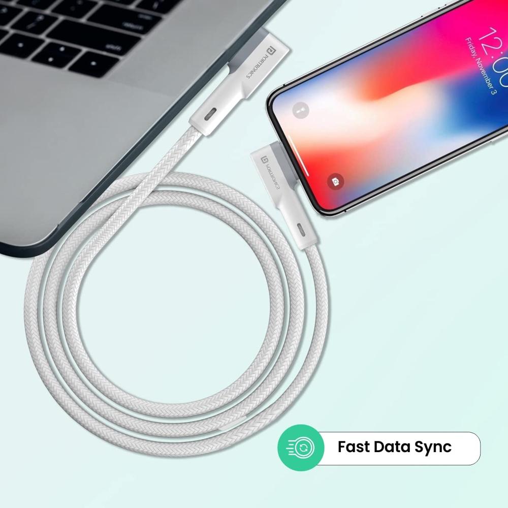 Portronics Konnect L 20W PD Quick Charge Type-C to 8-Pin USB Mobile Charging Cable, 1.2M