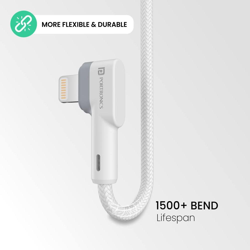 Portronics Konnect L 20W PD Quick Charge Type-C to 8-Pin USB Mobile Charging Cable, 1.2M