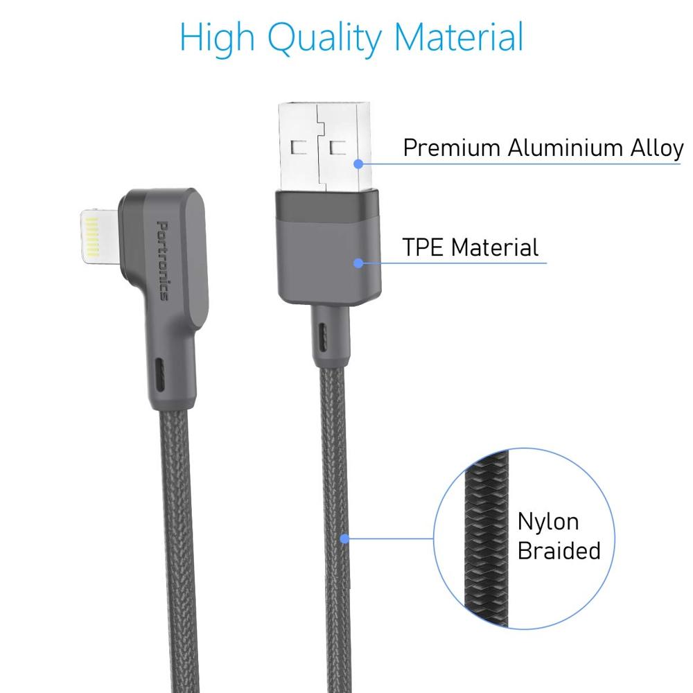 Portronics Konnect L 1.2M Fast Charging 3A 8 Pin USB Cable with Charge & Sync Function for iPhone, iPad