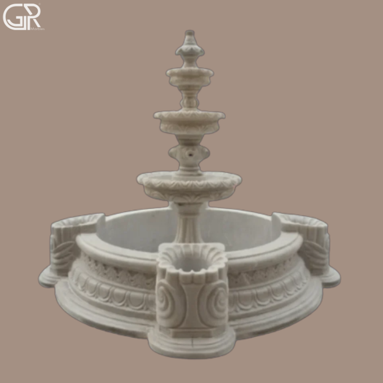 Marble white 3 tier water fountain