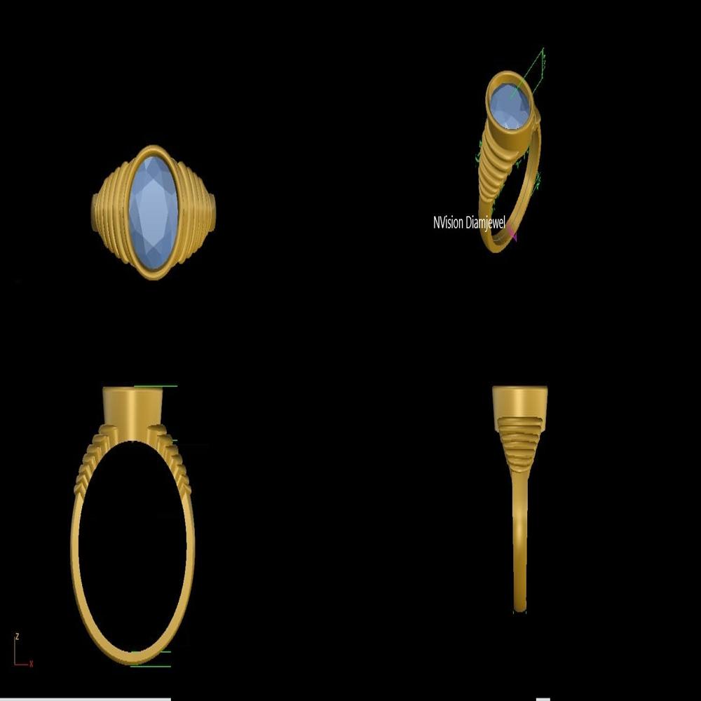 Natural Ruby Ribbed Ring in Pure 18KT Gold 