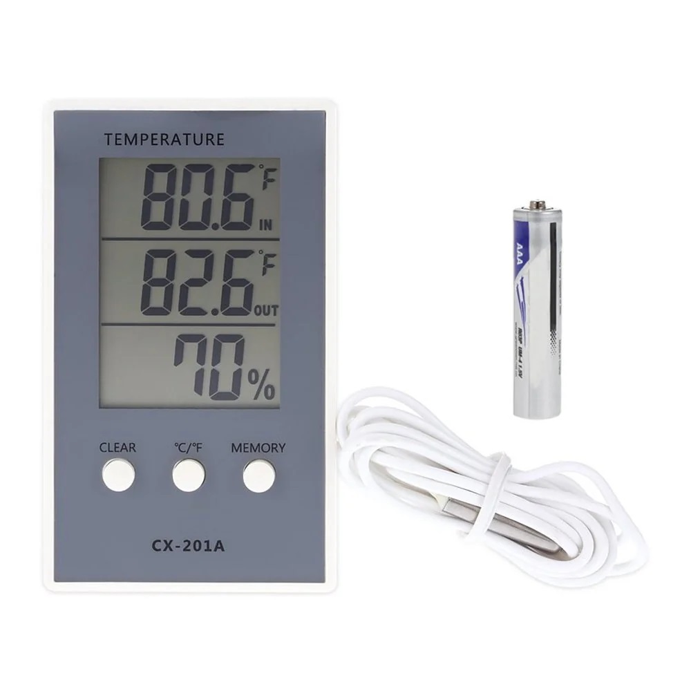 True Sense LCD Digital Thermometer Hygrometer Indoor/Outdoor Fish Tank Temperature Humidity Measurer, CX-201A