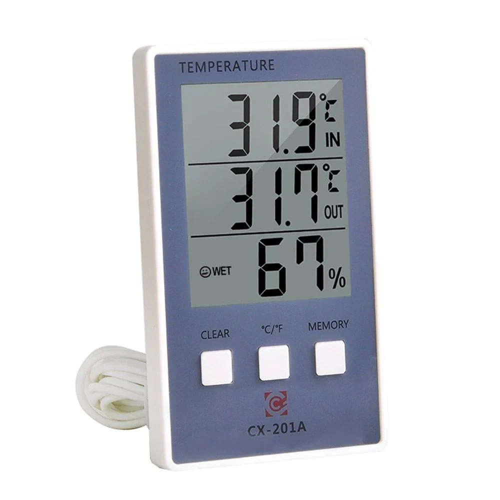 True Sense LCD Digital Thermometer Hygrometer Indoor/Outdoor Fish Tank Temperature Humidity Measurer, CX-201A