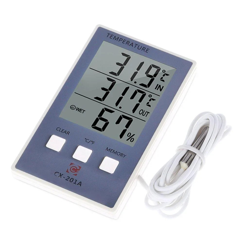 True Sense LCD Digital Thermometer Hygrometer Indoor/Outdoor Fish Tank Temperature Humidity Measurer, CX-201A