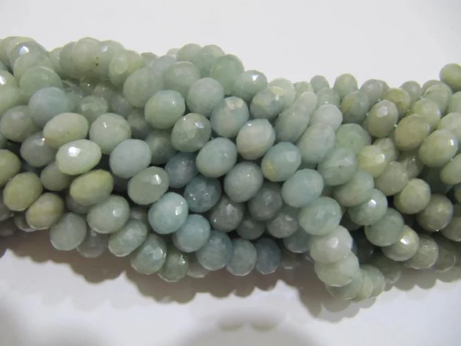Natural Aquamarine Rondelle Faceted 8-9 mm Gemstone Beads Strand 8 inch long