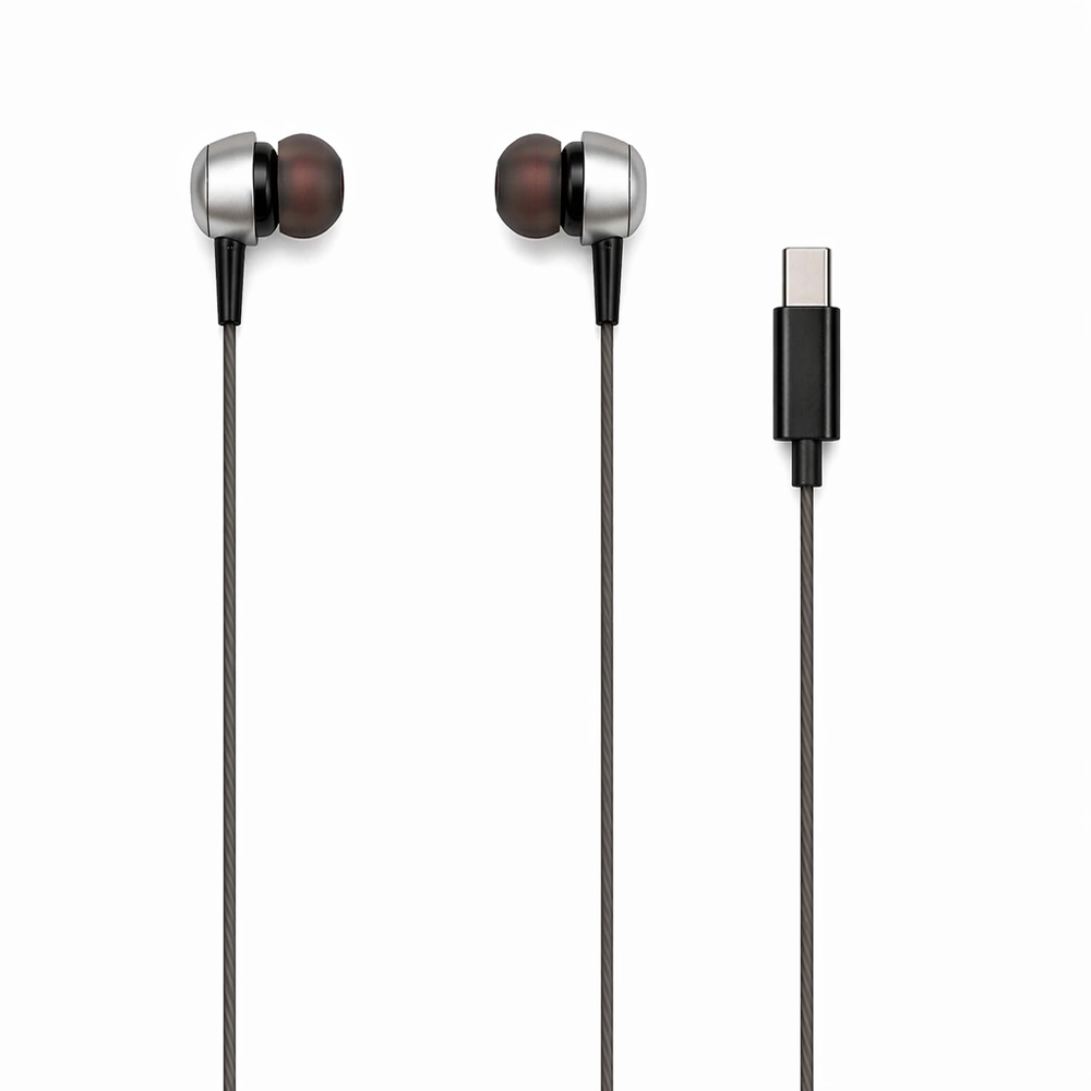 C1 Type-c Wired Earphones With Mic - Color: Black
