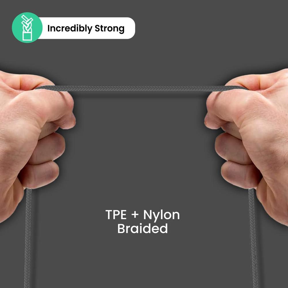 Portronics Konnect L 60W PD Type C to Type C Mobile Charging Cable, 1.2M, Fast Data Sync, Tangle Resistant, TPE+Nylon Braided