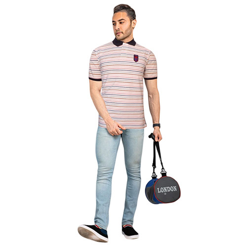 Mens Lycra Fine Cotton Fabric Collar T-Shirts