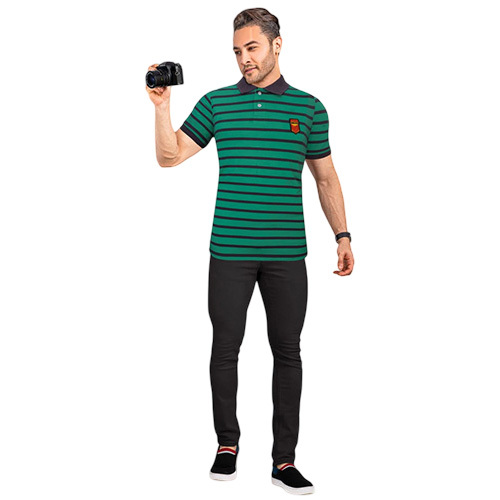 Mens Lycra Fine Cotton Fabric Collar T-Shirts