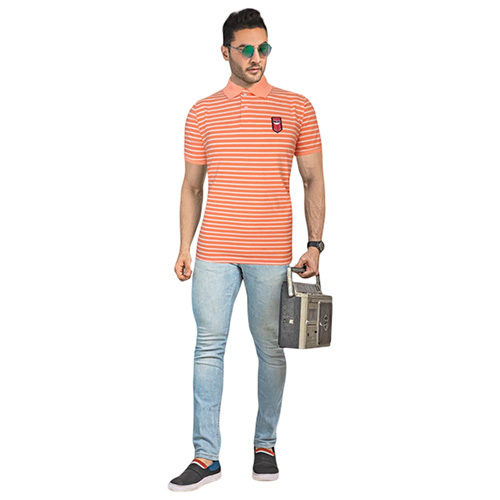 Mens Lycra Fine Cotton Fabric Collar T-Shirts