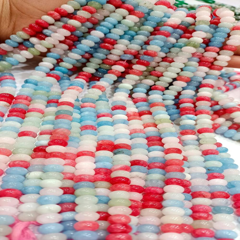 Natural Multi Aquamarine Quartz Rondelle Plain Smooth 8mm Gemstone Beads Sold Per Strand 8 Inches