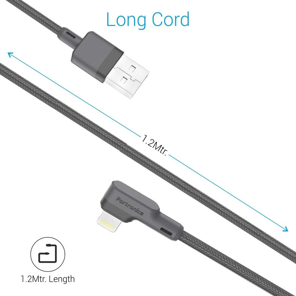 Portronics Konnect L 1.2M Fast Charging 3A 8 Pin USB Cable with Charge & Sync Function for iPhone, iPad  (POR-1401:1080)